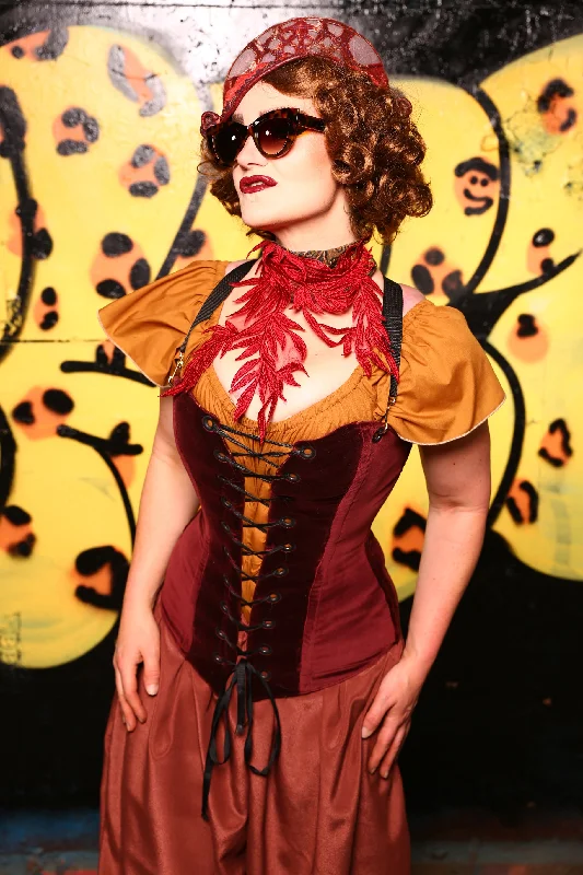 Aurora Corset in Burgundy Velvet #2 - Kitty Kitty Bang Bang Collection