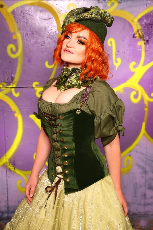 Aurora Corset in Green Velvet #2 - Moss & Maple Collection