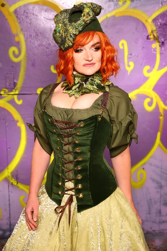 Aurora Corset in Green Velvet #2 - Moss & Maple Collection