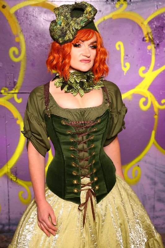 Aurora Corset in Green Velvet #2 - Moss & Maple Collection