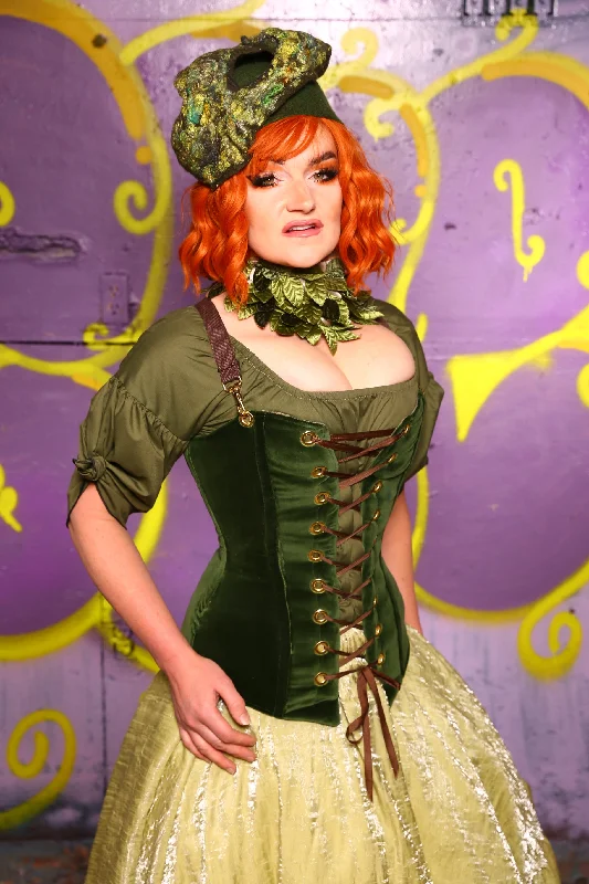 Aurora Corset in Green Velvet #2 - Moss & Maple Collection