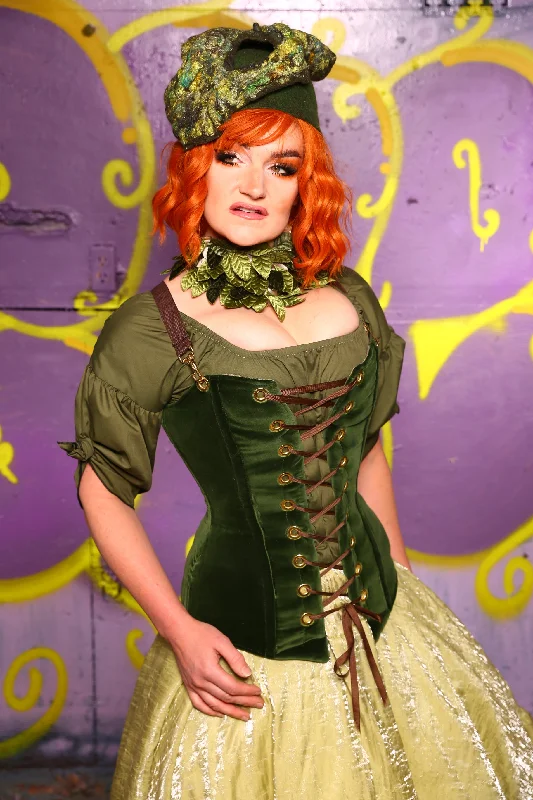 Aurora Corset in Green Velvet #2 - Moss & Maple Collection