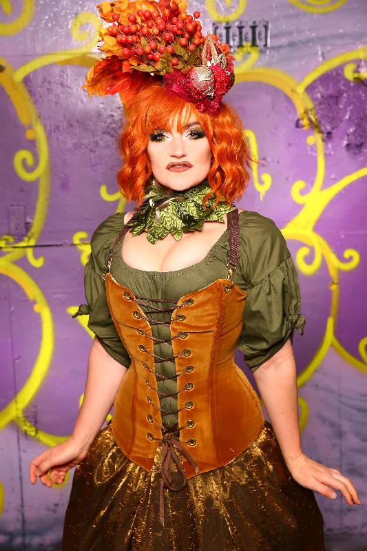 Aurora Corset in Harvest Gold Velvet #3 - Moss & Maple Collection