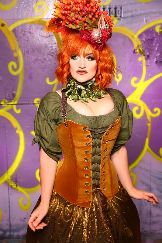 Aurora Corset in Harvest Gold Velvet #3 - Moss & Maple Collection