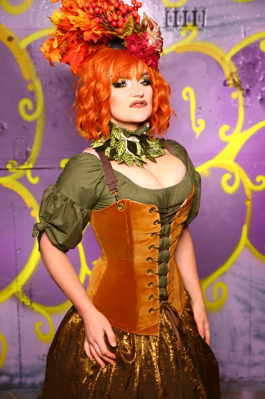 Aurora Corset in Harvest Gold Velvet #3 - Moss & Maple Collection