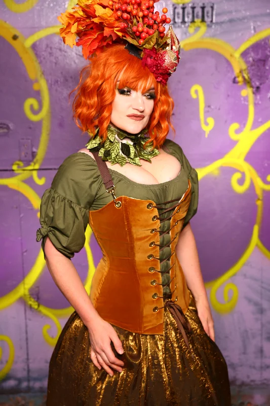 Aurora Corset in Harvest Gold Velvet #3 - Moss & Maple Collection