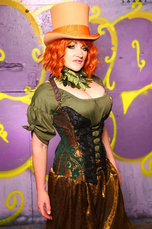 Buccaneer Corset in Emerald & Gold Medallion #5 - Moss & Maple Collection