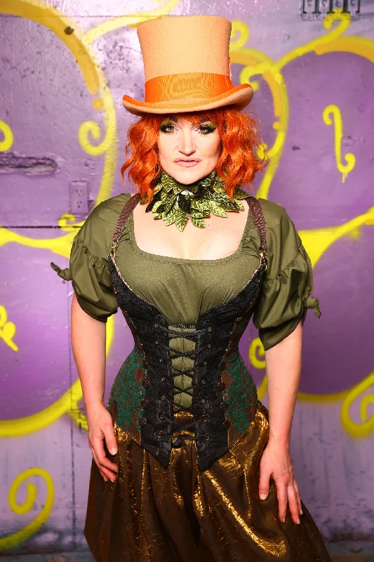 Buccaneer Corset in Emerald & Gold Medallion #5 - Moss & Maple Collection