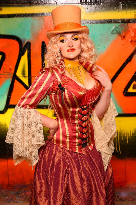 Courtier Corset in Red & Gold Stripe #4 - The Ring of Fire Collection