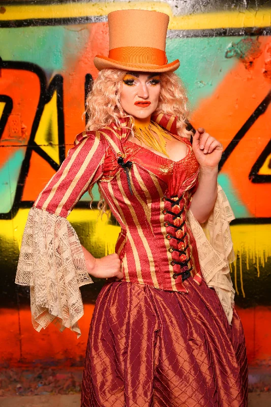 Courtier Corset in Red & Gold Stripe #4 - The Ring of Fire Collection