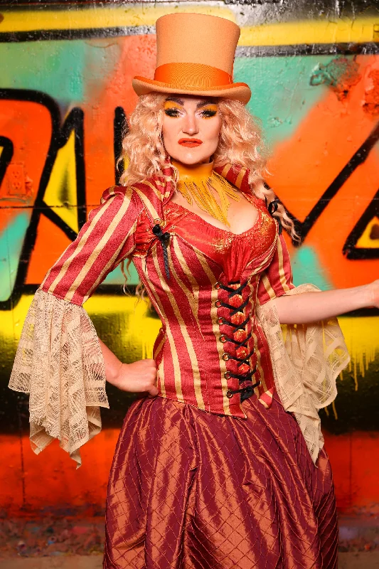 Courtier Corset in Red & Gold Stripe #4 - The Ring of Fire Collection