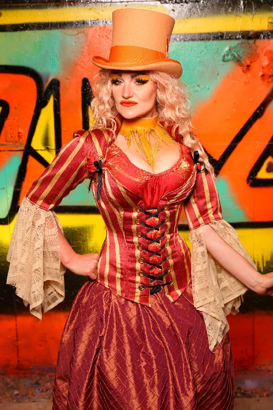 Courtier Corset in Red & Gold Stripe #4 - The Ring of Fire Collection