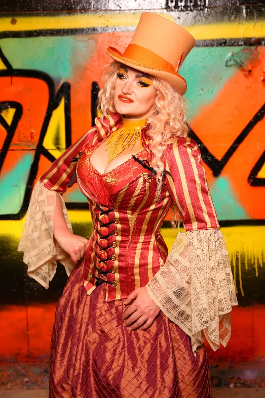 Courtier Corset in Red & Gold Stripe #4 - The Ring of Fire Collection