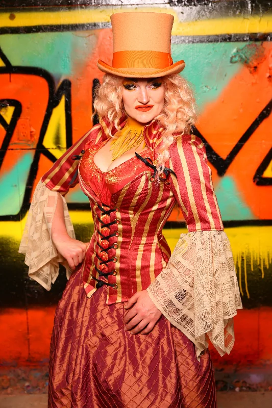 Courtier Corset in Red & Gold Stripe #4 - The Ring of Fire Collection