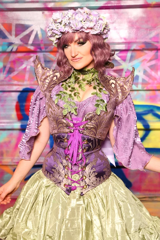 Cropped Faerie Bodice In Lavender Damask #12 - Sugarplums & Pixie Sticks Collection