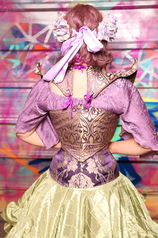 Cropped Faerie Bodice In Lavender Damask #12 - Sugarplums & Pixie Sticks Collection