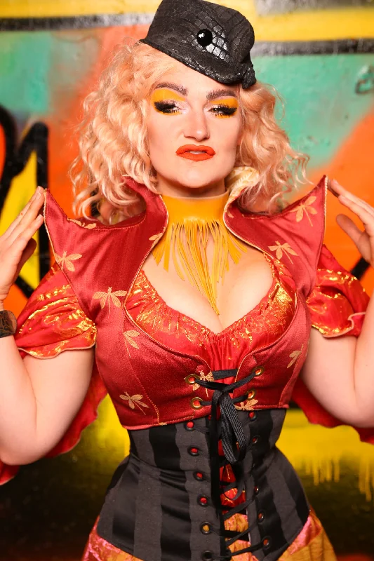 Cropped Faerie Overbust Corset in Red Dragonfly #15 - The Ring of Fire Collection