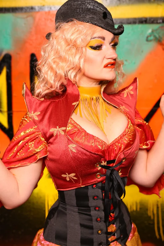 Cropped Faerie Overbust Corset in Red Dragonfly #15 - The Ring of Fire Collection