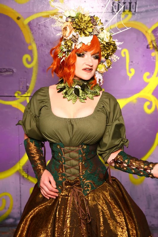 Petite Wench Corset in Emerald & Gold Medallion #24 - Moss & Maple Collection