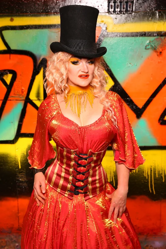 Petite Wench Corset in Red & Gold Stripe #38 - The Ring of Fire Collection