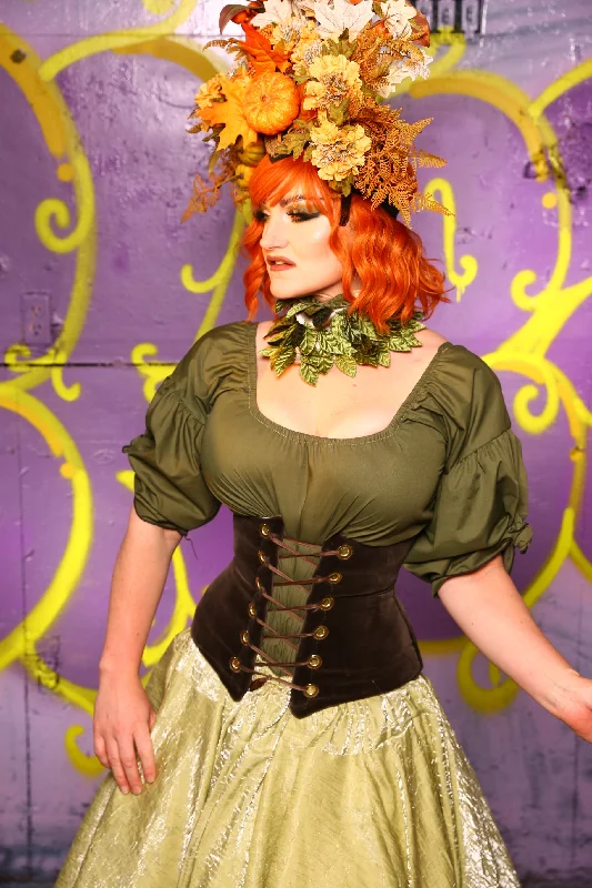 Petite Wench Corset in Smoke Velvet #26 - Moss & Maple Collection