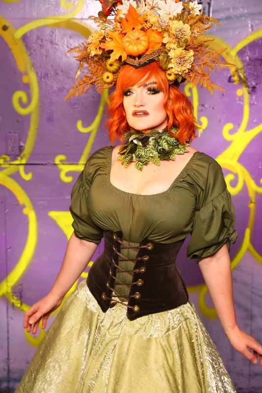 Petite Wench Corset in Smoke Velvet #26 - Moss & Maple Collection