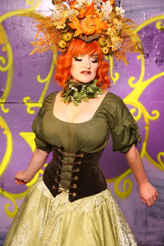 Petite Wench Corset in Smoke Velvet #26 - Moss & Maple Collection