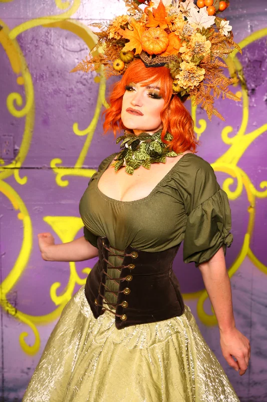 Petite Wench Corset in Smoke Velvet #26 - Moss & Maple Collection