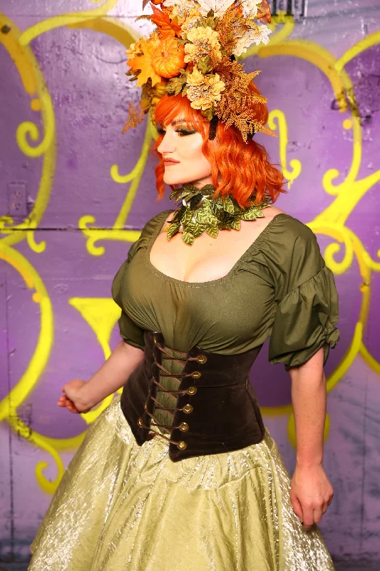 Petite Wench Corset in Smoke Velvet #26 - Moss & Maple Collection