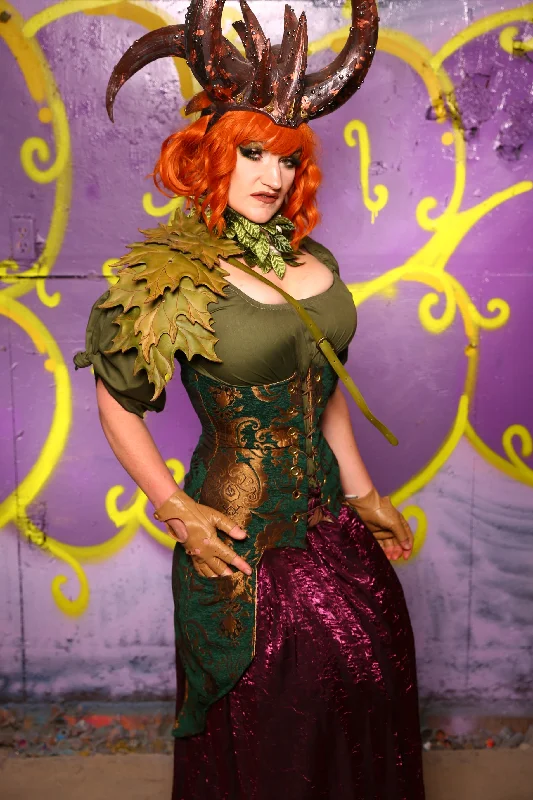 Siren Corset w/ Pockets in Emerald & Gold Medallion #36 - Moss & Maple Collection