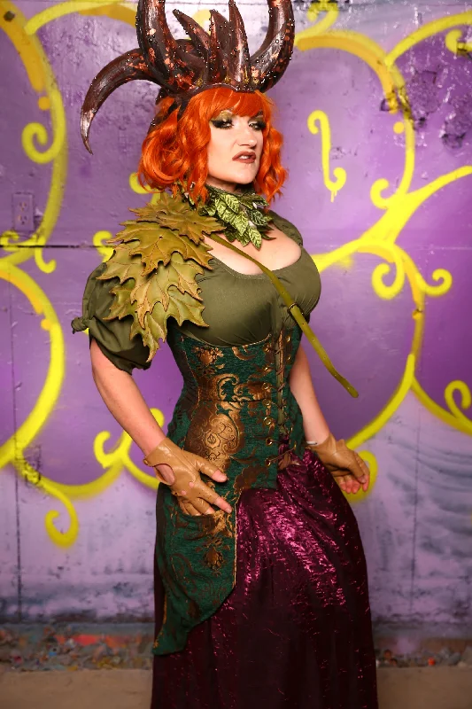 Siren Corset w/ Pockets in Emerald & Gold Medallion #36 - Moss & Maple Collection