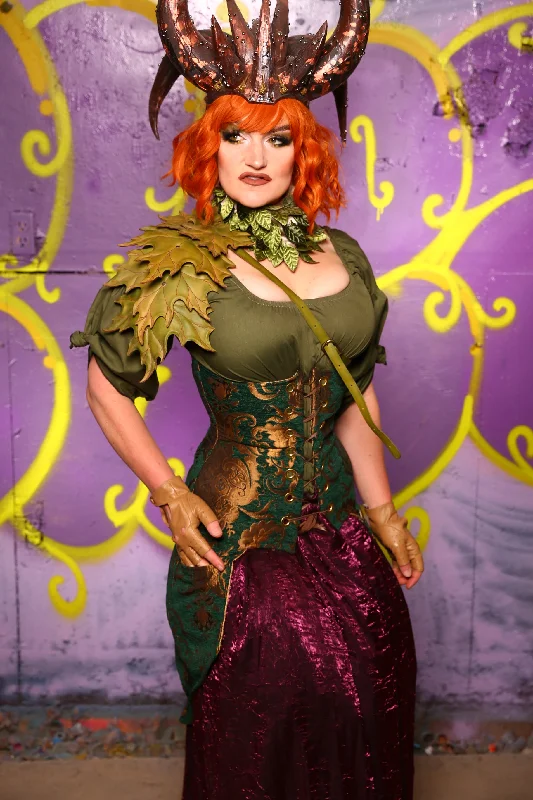 Siren Corset w/ Pockets in Emerald & Gold Medallion #36 - Moss & Maple Collection