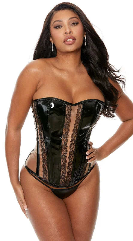 Vinyl And Lace Corset Set