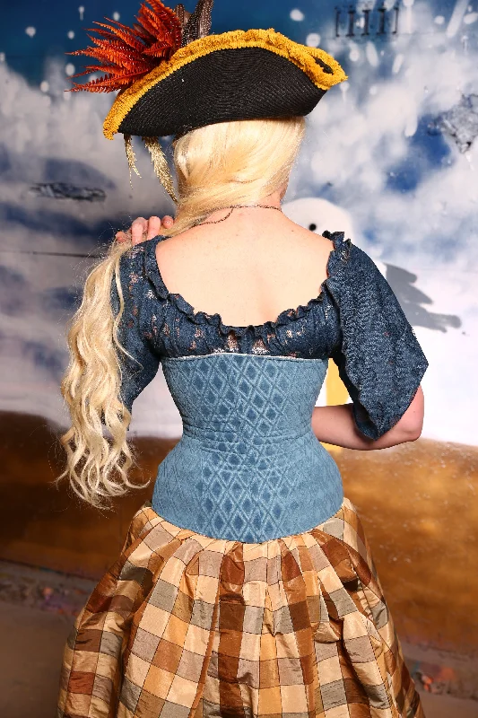 Wench Corset in Blue Flocked Diamonds #58 -The 