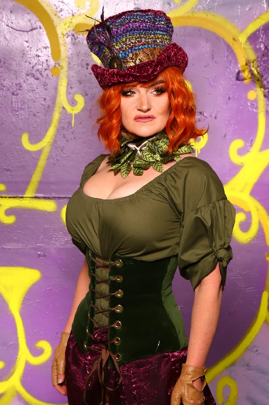 Wench Corset in Green Velvet #42 - Moss & Maple Collection