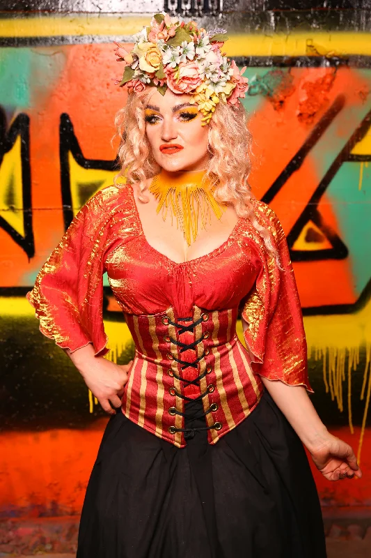 Wench Corset in Red & Gold Stripe #53 - The Ring of Fire Collection