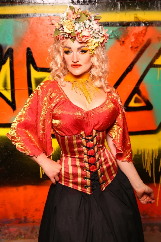 Wench Corset in Red & Gold Stripe #53 - The Ring of Fire Collection