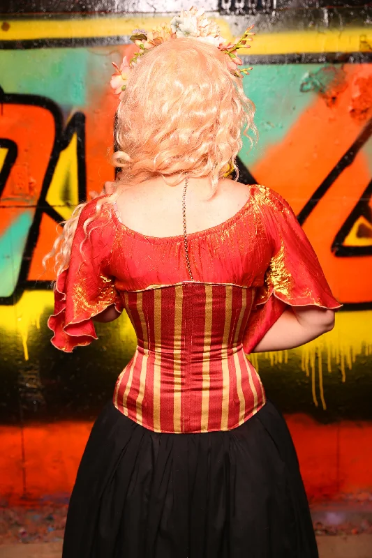 Wench Corset in Red & Gold Stripe #53 - The Ring of Fire Collection