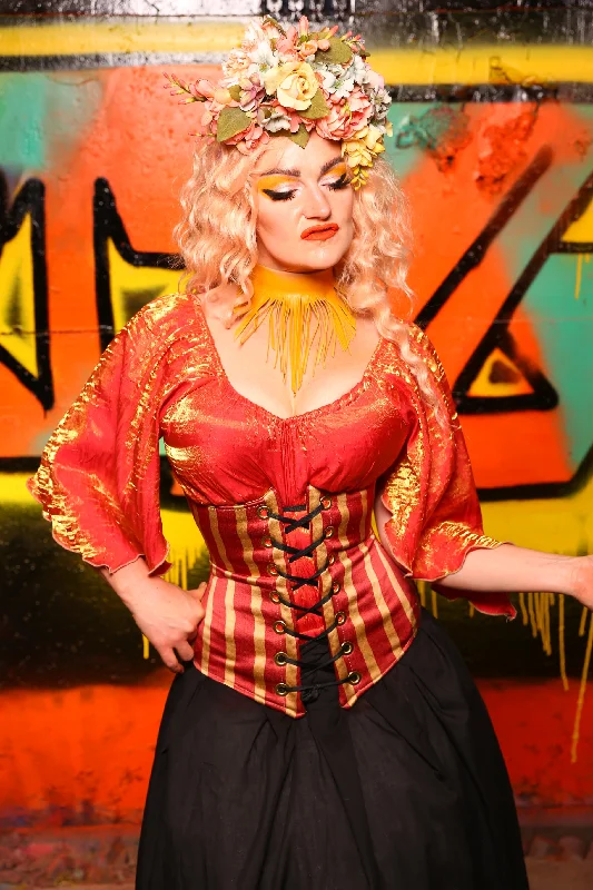 Wench Corset in Red & Gold Stripe #53 - The Ring of Fire Collection