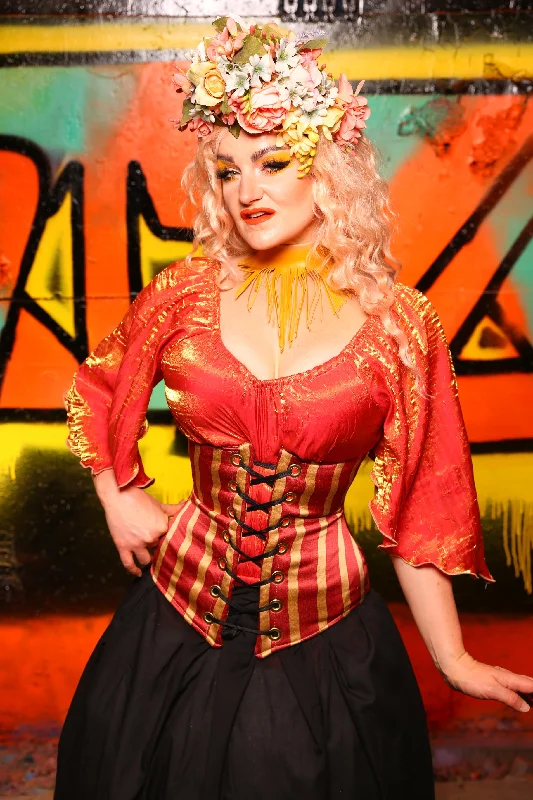 Wench Corset in Red & Gold Stripe #53 - The Ring of Fire Collection