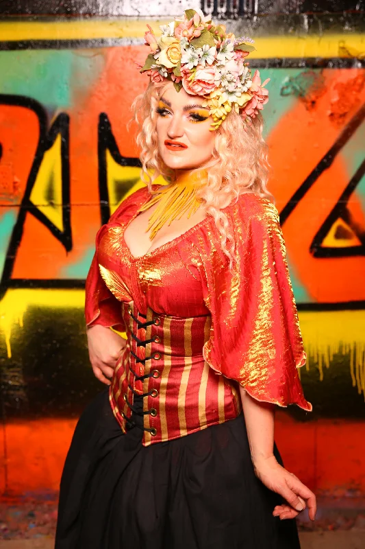 Wench Corset in Red & Gold Stripe #53 - The Ring of Fire Collection