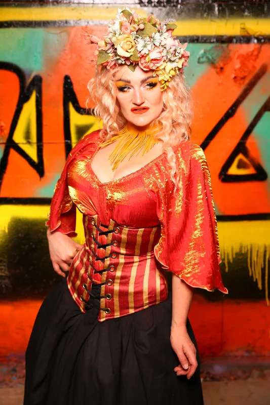 Wench Corset in Red & Gold Stripe #53 - The Ring of Fire Collection