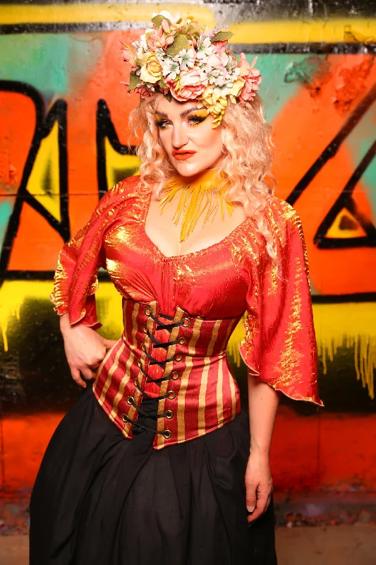 Wench Corset in Red & Gold Stripe #53 - The Ring of Fire Collection