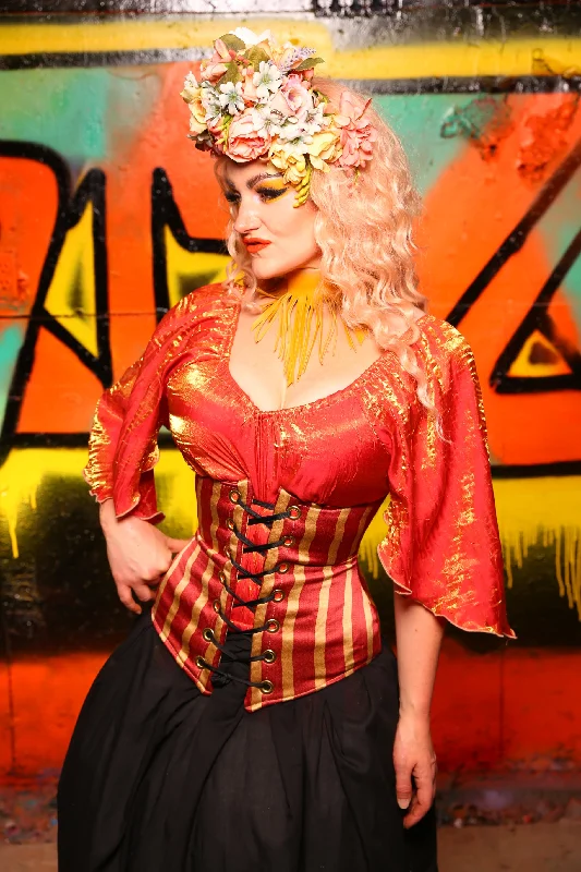 Wench Corset in Red & Gold Stripe #53 - The Ring of Fire Collection