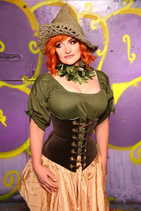 Wench Corset in Smoke Velvet #45 - Moss & Maple Collection