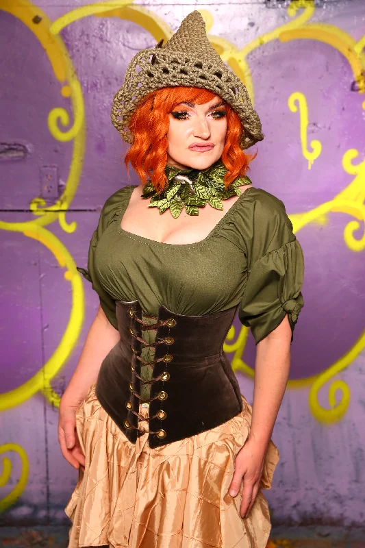 Wench Corset in Smoke Velvet #45 - Moss & Maple Collection