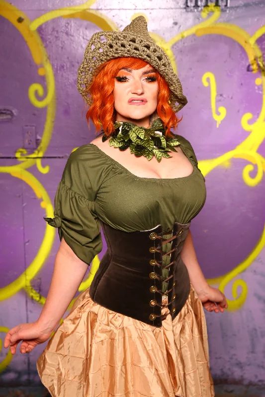 Wench Corset in Smoke Velvet #45 - Moss & Maple Collection