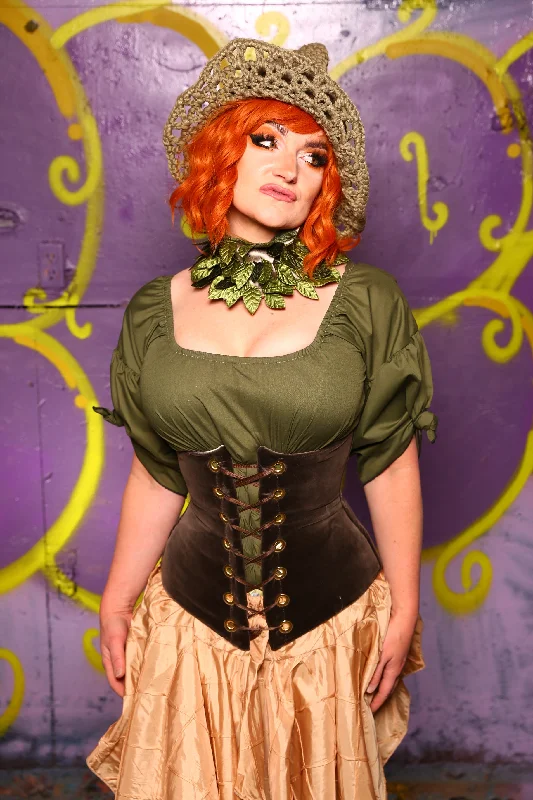 Wench Corset in Smoke Velvet #45 - Moss & Maple Collection