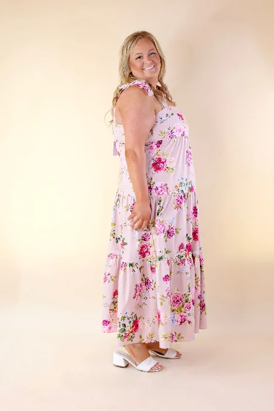 BuddyLove | Arlene Tie-Shoulder Maxi Dress in Blushing Pink