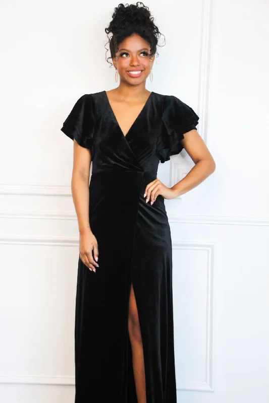 Campbell Velvet Maxi Dress: Black